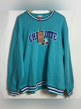 NWT Mitchell & Ness NBA Charlotte Hornets Sweatshirt XL Vintage Logo Crewneck
